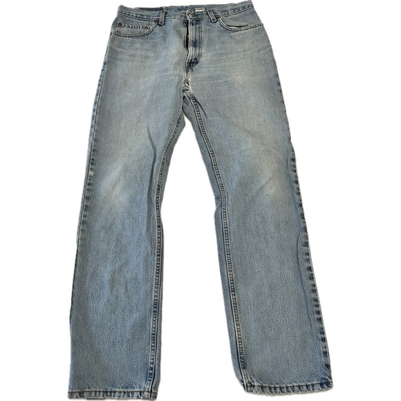 Vintage Levis Red Tab 505 Jeans Sz 34x32 90s Light Wash Distressed USA - Picture 1 of 16